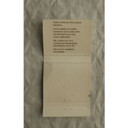 Matchbook cover Whites Hotel & Restaurant, Lancaster Gate, London