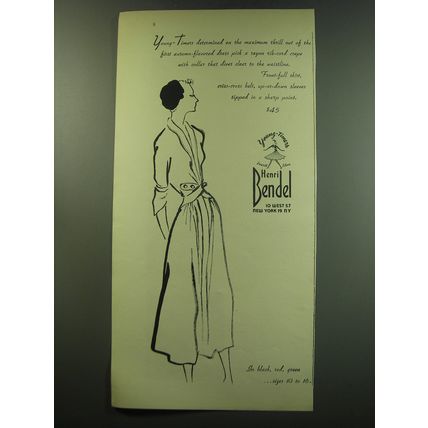 1949 Henri Bendel Young-Timers Dress Ad - determined on the maximum thrill
