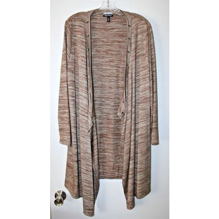Allison Brittney Women's Brown Long Sleeve Shawl Style Open Front Top Size M