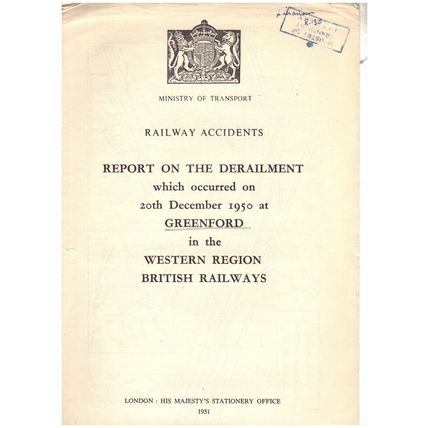 Railway Accident Report Derailment Greenford Western Region 20/12/50