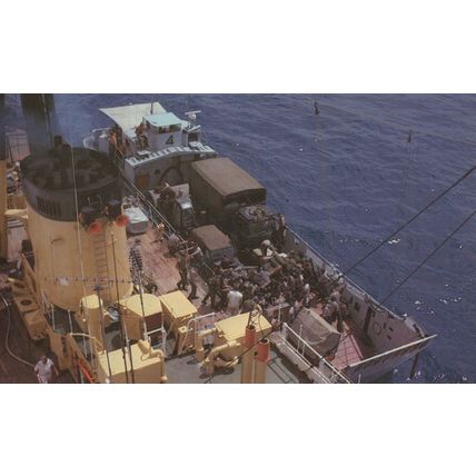 Loading A Falklands War Landing Craft Ship Military Postcard