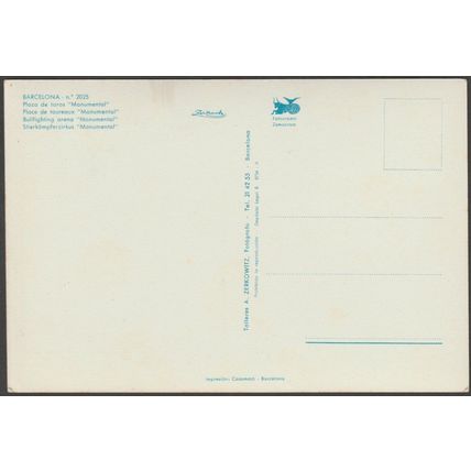 Plaza de Toros, Barcelona, c.1960s - Zerkowitz Tarjeta Postal