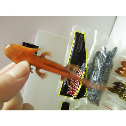 Lot of 50 custom handmade scented and MIZMO scented lizard & Tube baits 2 Cases