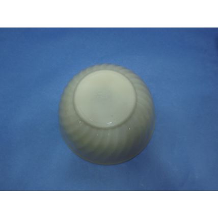 Vintage Fire King Oven Ware Glass 4x8 Mixing Bowl Swirl Ribbed Ivory Off White