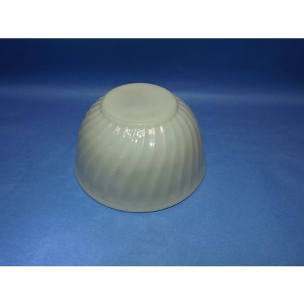 Vintage Fire King Oven Ware Glass 4x8 Mixing Bowl Swirl Ribbed Ivory Off White