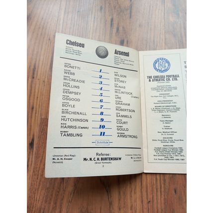 1968/69 Chelsea vs Arsenal, Division 1 - 14/4/1969 ** FREE P&P **
