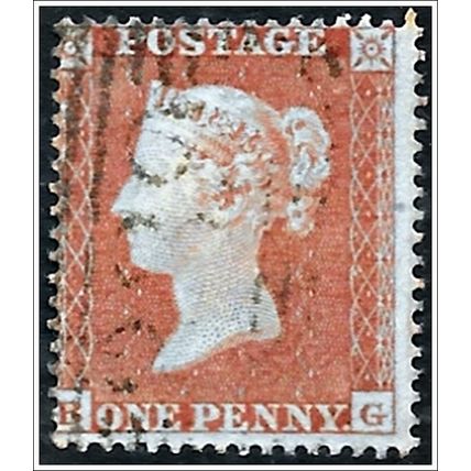 1854 -1855 Queen Victoria, 1819-1901 1d Red Blued Paper Used C2