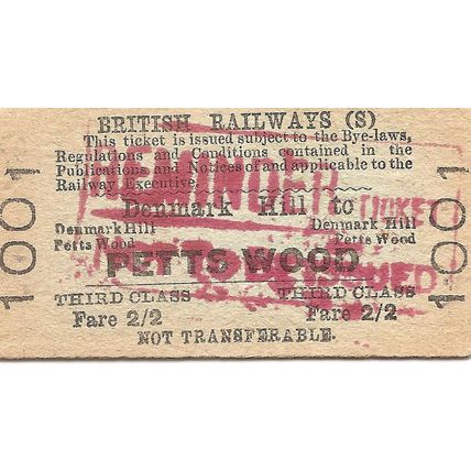 B.R. Edmondson Ticket - Denmark Hill to Petts Wood