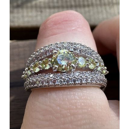 Ring Bomb Party Fashion Jewelry Radiant Green Gems W Accents Rhodium Pl Band Sz6