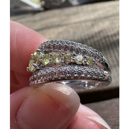 Ring Bomb Party Fashion Jewelry Radiant Green Gems W Accents Rhodium Pl Band Sz6