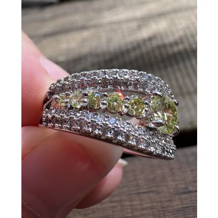 Ring Bomb Party Fashion Jewelry Radiant Green Gems W Accents Rhodium Pl Band Sz6
