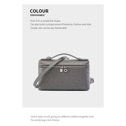 Women's Genuine Leather Makeup Bag Shoulder and Crossbody Phone Bag Grey