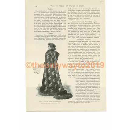 Opera Cloak (Black Vicuna), Victorian Fashion, Book Illustration (Print), c1893