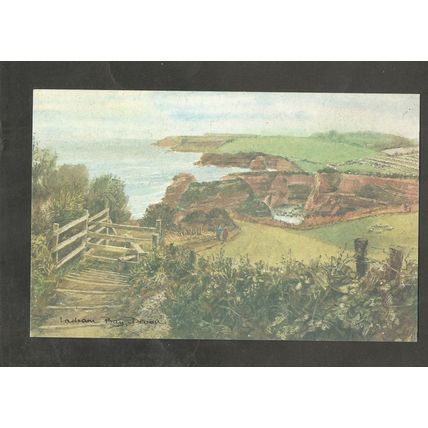 Postcard Devon Ladram Bay Watercolour by David Skipp