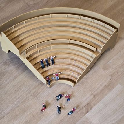 Subbuteo Corner Terrace Stand C143 Tan AND SPECTATORS
