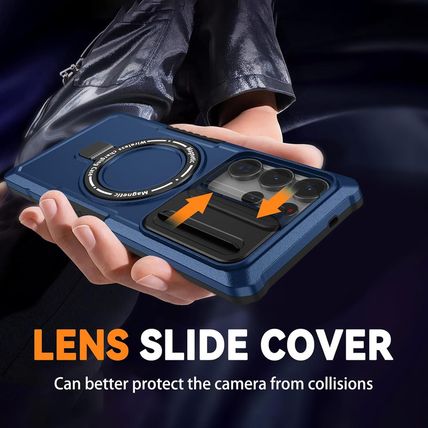 Magnetic Case for Samsung Galaxy S25 Ultra, with Ring Stand [Glass Screen Protec