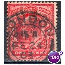 GB stamps 1902-10 KEV11 - 1d SG219 London 21