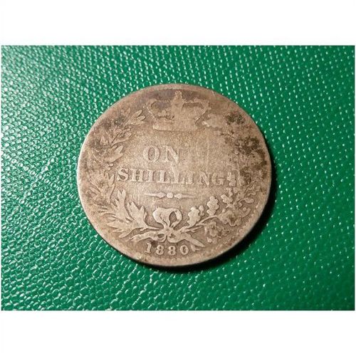 1880 Silver Shilling Coin Queen Victoria UK