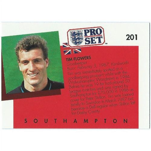 1990/1991 Pro Set Footbal - #201 - Tim Flowers