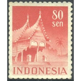 Indonesia 1949 - SG565A - 80s red - Minangkabau House - unused hinged
