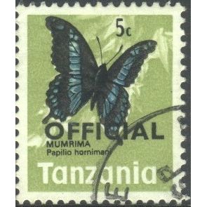 Tanzania 1973 - SG O40 - opt OFFICIAL 5c "Papilio horniman" - used