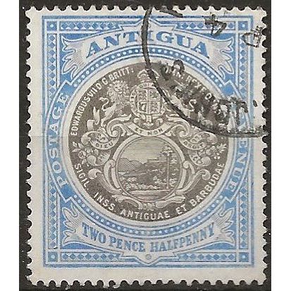 Antigua 1903 SG34 2 1/2d Grey-Black & Blue Wmk Crown CC Fine Used .