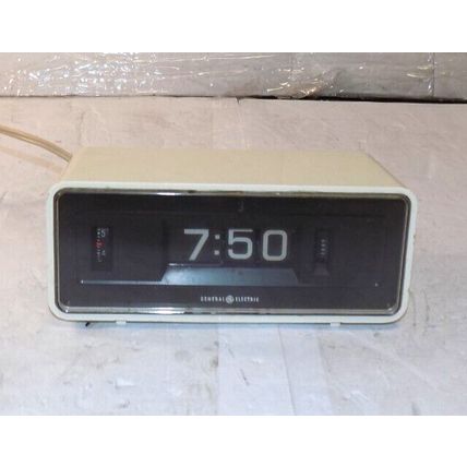 Vintage GE General Electric Model 8125 White Flip Panel Alarm Clock