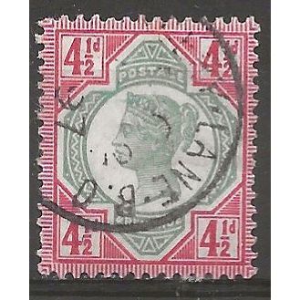1892 SG206 4 1/2d Green & Carmine Fine Used MARK LANE CDS . .
