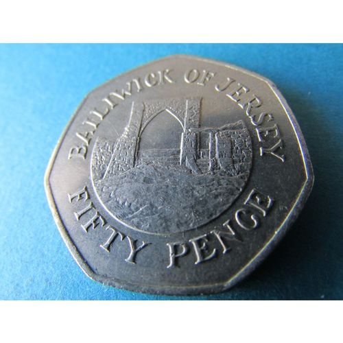 1989 QUEEN ELIZABETH II BAILIWICK OF JERSEY 50 PENCE FREE POST. AU