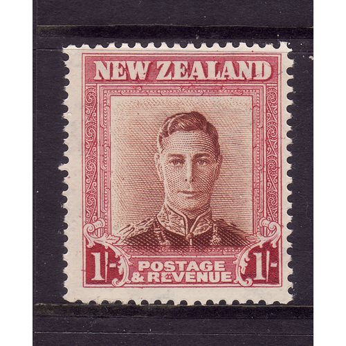 NEW ZEALAND 1947 1s RED BROWN AND CARMINE PLATE 1 WMK UPRIGHT SG686b M / MINT