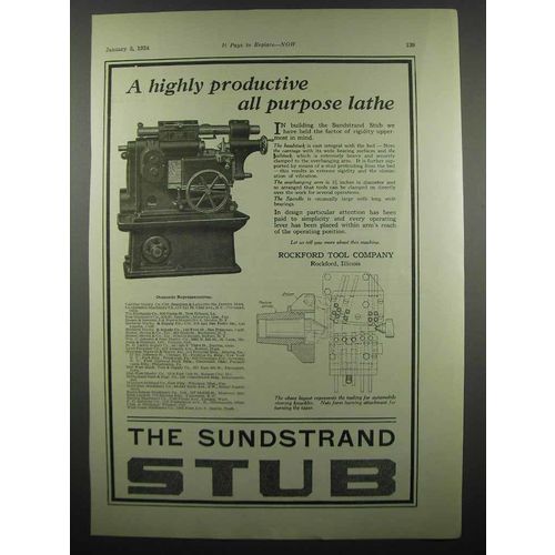 1924 Sundstrand Stub Lathe Ad - Highly Productive