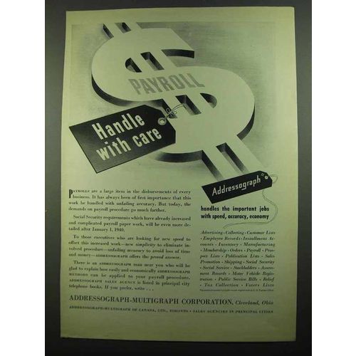 1939 Addressograph-Multigraph Corporation Ad - Payroll