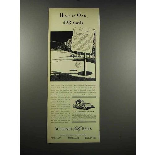 1939 Acushnet Golf Balls Ad - Hole-in-One 428 Yards
