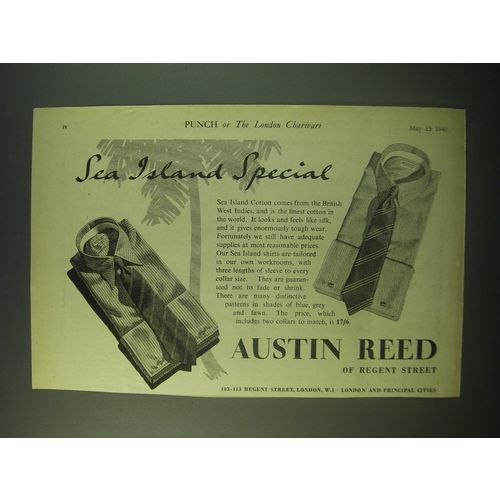 1940 Austin Reed Sea Island shirts Ad - Sea Island Special