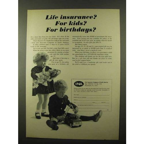 1966 Insurance Company of North America INA Ad - Kids