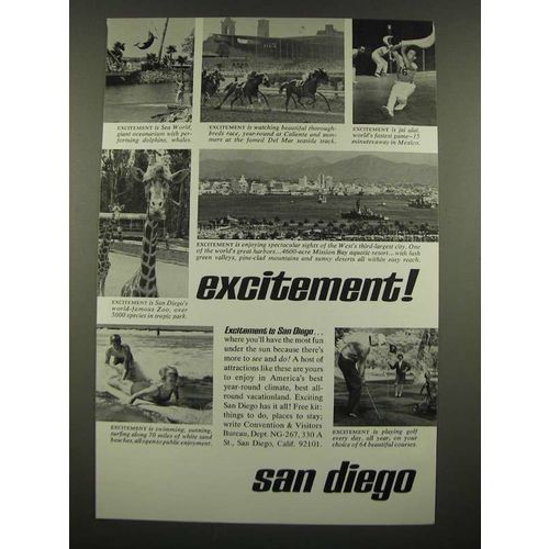 1967 San Diego California Ad - Excitement!