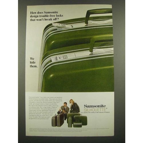 1967 Samsonite Silhouette Luggage Ad - Trouble-Free Locks