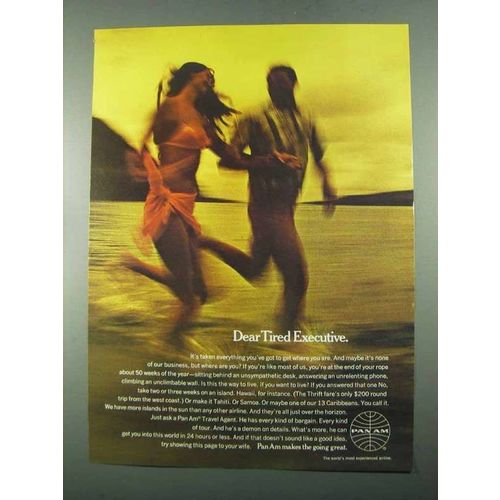 1969 Pan Am Airline Ad - Dear Tired Executive