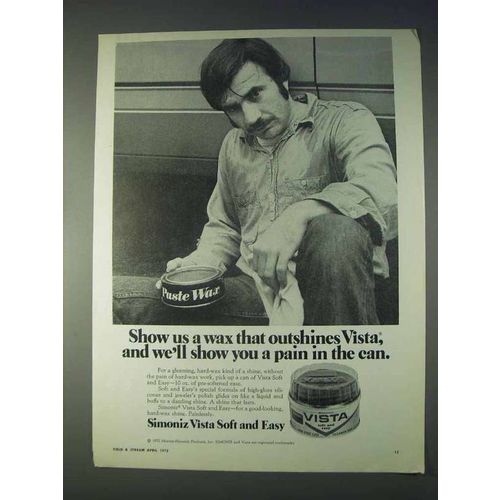 1972 Simoniz Vista Soft and Easy Wax Ad - Outshines