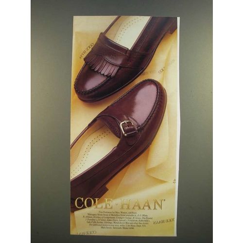 1986 Cole-Haan Mahogany Monk Strap and Medallion Shawl Shoes Ad