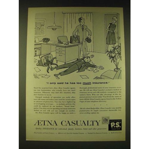 1960 Aetna Casualty Insurance Ad - Cartoon by George Price