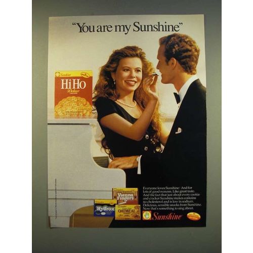 1990 Sunshine Hi Ho Deluxe Crackers Ad - You are my Sunshine