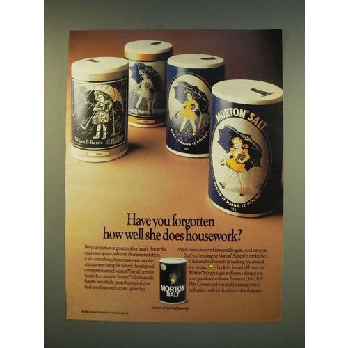 1990 Morton Salt Ad - Have you forgotten how well she does housework?