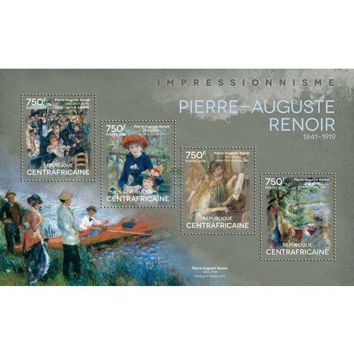 CENTRAL AFRICA 2014 SHEET MNH RENOIR ART PAINTINGS ARTE PINTURAS 3