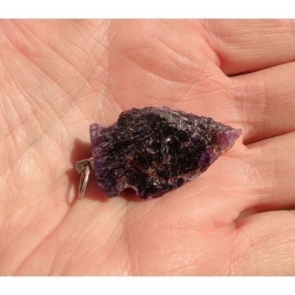 A Amethyst Arrowhead Pendant Stone Bead 1.375 Inch Knapped Craft Jewelry