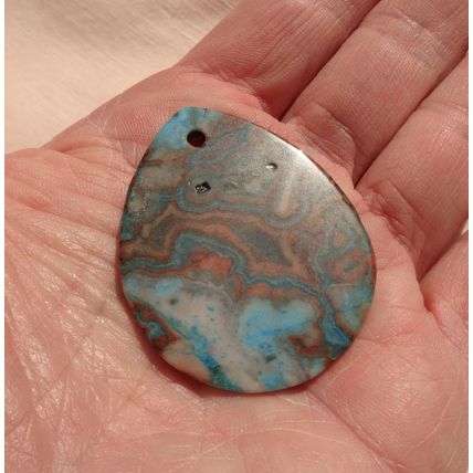 D Blue Crazy Lace Agate Gemstone Tear Drop Flat Back 1.875x1.50 Altar Energy