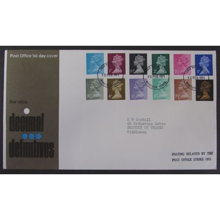 POST OFFICE - DEFINITIVES FIRST DAY COVER 1971