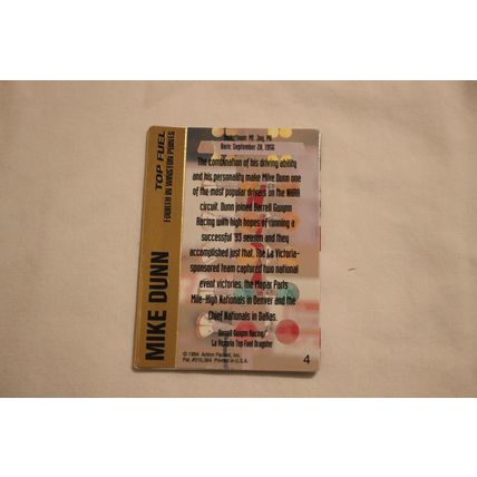 Mike Dunn 1994 Action Packed NHRA base card NO. 4