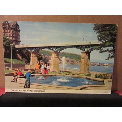 FOUNTAIN AND SPA BRIDGE, Scarborough, Yorkshire used postcard 1975 pm =