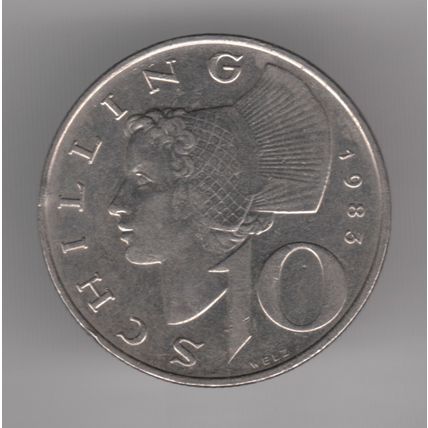 Austria 10 Schillings 1983 Copper-Nickel Plated Nickel Coin